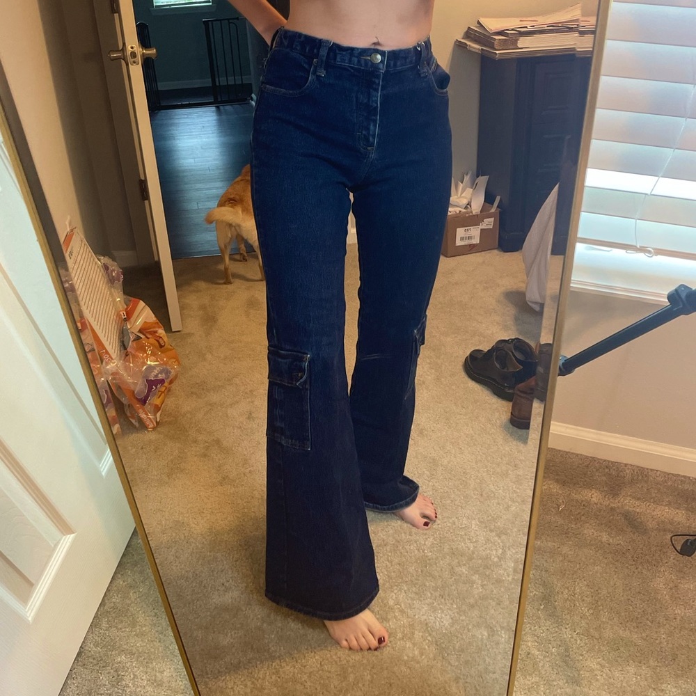 Vintage Y2K Mudd Cargo Combat Denim Flare Jeans